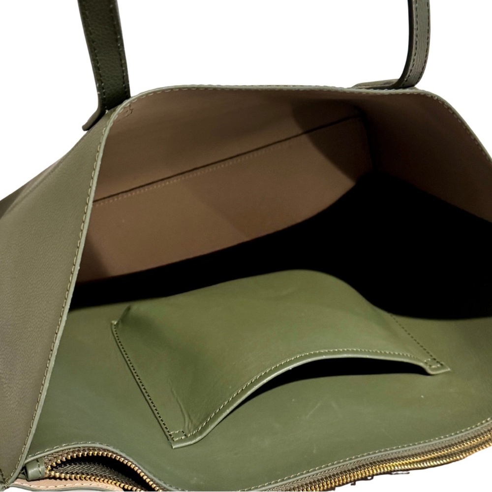 Quince Italian Leather Triple Compartment Shopper Tote | Olive Green - Picture 15 of 16